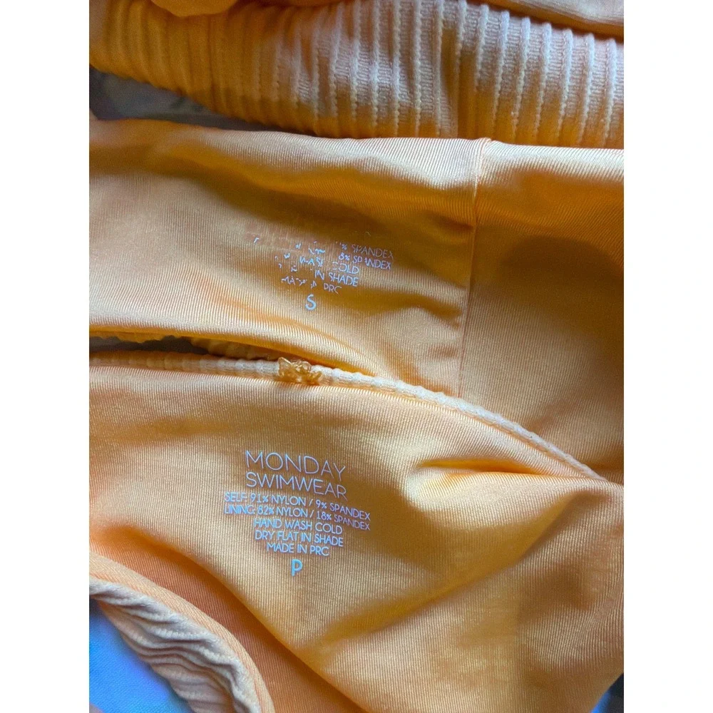 Monday Swimwear | Puerto Rico Top Palma Bottom Set Orange Ribbed Swimwear Small